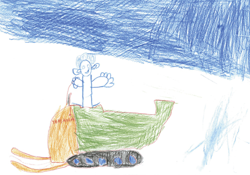 Figure 10.2 “Me on my scooter on our way to the cabin in the evening.” One
of the three winners in the drawing competition “My Svalbard – why
Svalbard is a good place to live” at Longyearbyen School.