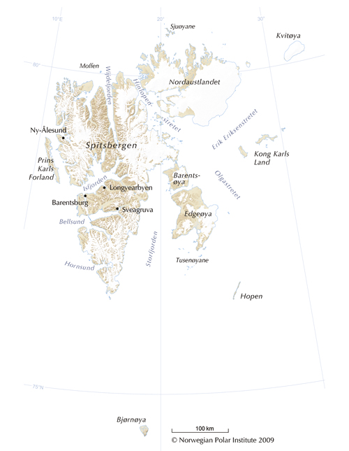 Figure 2.1 Map of Svalbard