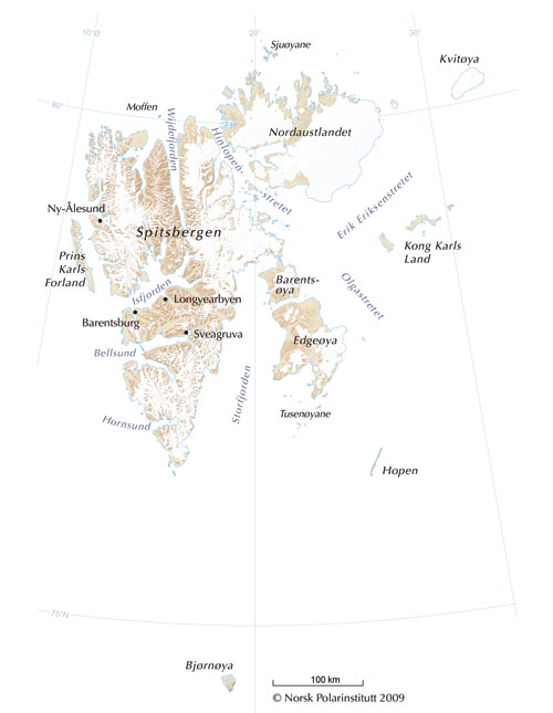 Figur 2.1 Kart over Svalbard