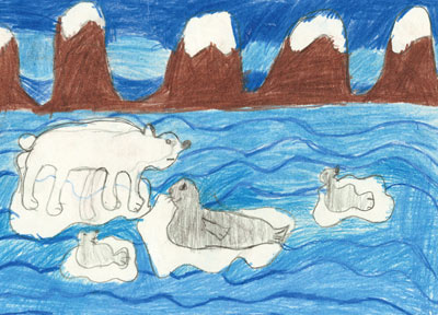 Figur 7.3 En av tre vinnere i tegnekonkurransen, «Mitt Svalbard – hvorfor
Svalbard er et fint sted å bo», ved Longyearbyen
skole.