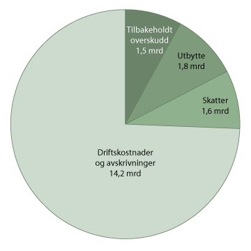 Figur 6.4 Fordeling av nettselskapenes inntekter (19 mrd. i 2009)