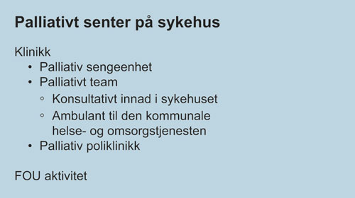 Figur 9.6 Organisering av palliasjon på sykehus (alternativ 2)