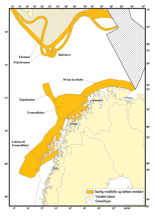 Figur 9.3 Særlig verdifulle og sårbare områder.
