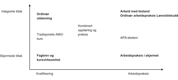 Figur 12.1  Hovedgrupper av tiltak – idealtyper