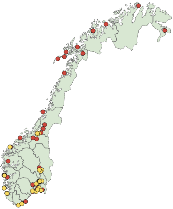 Figur 3.1 Fagskolenes geografiske plassering, 2015