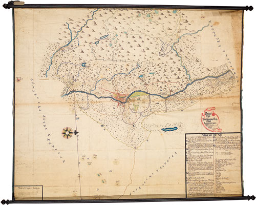 Figur 4.3 Kart over Kongsberg i 1746. Digitalisering av kart og tegninger
er prioritert.