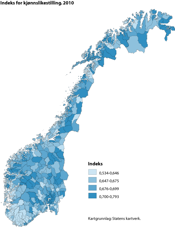Figur 11.2 Indeks for kjønnslikestilling. 2010.
