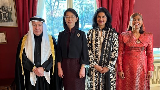 Ambassador of Kuwait, H.E. Mr Alrifai; Ambassador of China, H.E. Ms Hou; Ambassador of Pakistan, H.E. Ms Qazi, Ambassador of Maldives, H.E. Ms Shaan