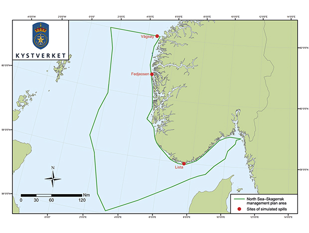 Figure 6.3 Geographical location of the three simulated incidents