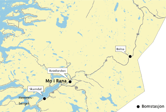 Figur 3.1 E6 Helgeland nord – plassering av bomstasjoner