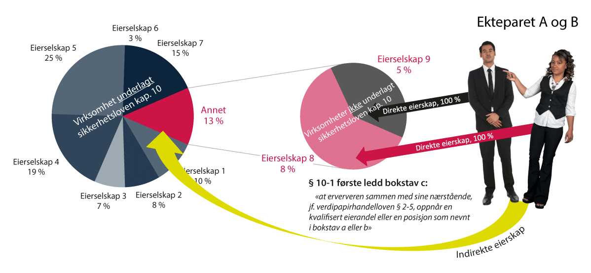 Figur 10.1 Illustrasjon av direkte og indirekte eierskap