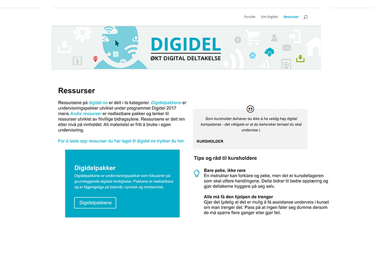 Figur 15.1 Forside Digidel.no – Program for digital deltakelse.