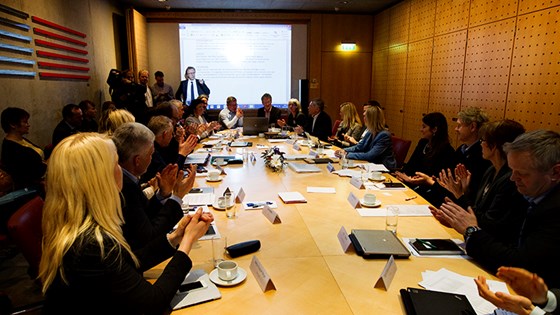 Fra dialogseminaret med næringslivsdelegasjon ved Den norske ambassaden i Berlin 2014.