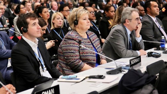 Prime Minister Erna Solberg at the COP25-meeting in Madrid.
