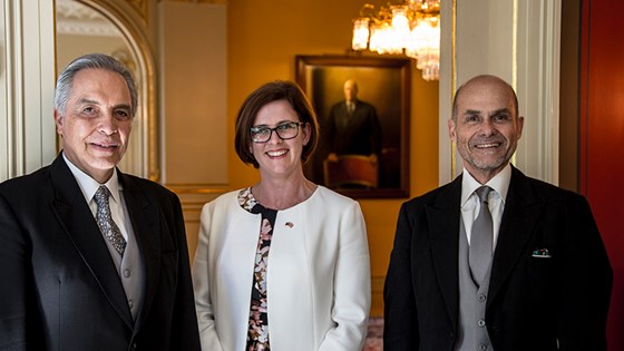 From left: Ambassador of Mexico, H.E. Mr Jorge Castro-Valle Kuehne, Ambassador of Australia, H.E. Ms Mary Ellen Douglas Miller, Ambassador of Peru, H.E. Mr José Luis Salinas Montes. Photo: M.B. Haga, MFA