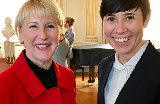 Norwegian Foreign Minister Ine Eriksen Søreide and Swedish Foreign Minister Margot Wallström. Credit: Astrid Sehl, MFA