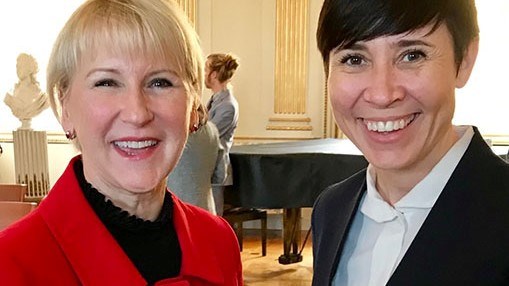 Norges og Sveriges utenriksministere, Ine Eriksen Søreide og Margot Wallström. Foto: Astrid Sehl, UD