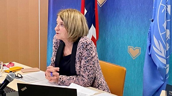 På møte i Sikkerhetsrådet fordømte FN-ambassadør Mona Juul kuppet i Myanmar. Foto: Astrid sehl, UD