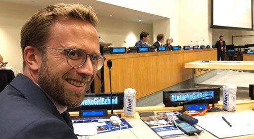 Utviklingsminister Nikolai Astrup på møtet om jenters utdanning. Foto: Jenny Clemet von Tetzschner, UD