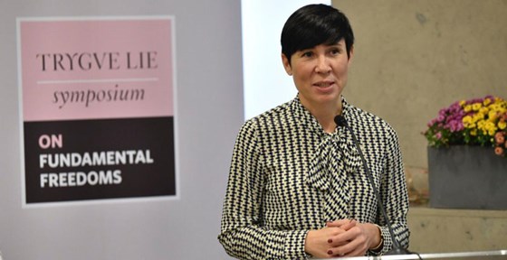 Utenriksminister Ine Eriksen Søreide innleder på Trygve Lie-symposiet. Foto: Frode O. Andersen, UD