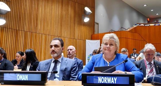 Statsminister Erna Solberg under Samoa Pathway. Foto: Ragnhild Simenstad, FN-delegasjonen