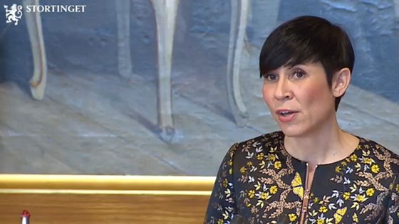 Utenriksminister Ine Eriksen Søreide holder sin utenrikspolitisk redegjørelse for Stortinget.