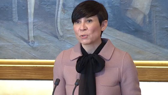 Utenriksminister Ine Eriksen Søreide holder sin utenrikspolitiske redegjørelse for Stortinget. Foto: Fra stortinget.no