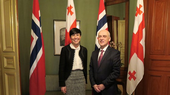 Norwegian and Georgian Ministers of Foreign Affairs; Ine Eriksen Søreide and David Zalkaliani. Credit: Ingrid Kvammen Ekker, MFA