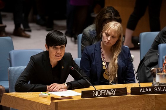 Utenriksminister Ine Eriksen Søreide i Sikkerhetsrådet. Foto:Evan Schneider, UN Photo