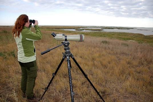 Statssekretær Heidi Sørensen på naturreservat i Kazakhstan. Foto: Marianne Gjørv/MD
