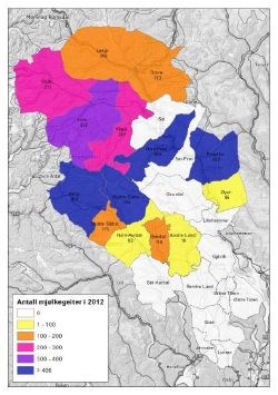 Antall mjølkegeiter 2012 i Oppland