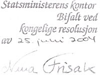 Bifalt ved kgl.res av 25. juni 2004