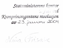 Kronprinsregentens resolusjon av 23. januar 2004