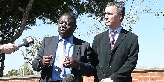 Morgan Tsvangirai and Jens Stoltenberg