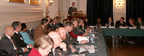 Foreig Minister Jonas Gahr Støre opens the high level conference in Oslo. Photo: Pierre de Brisis, MFA
