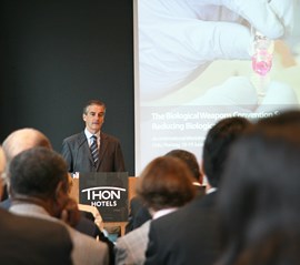 Foreign Minister Støre at the BWC Meeting in Oslo. Photo: MBHaga/MFA